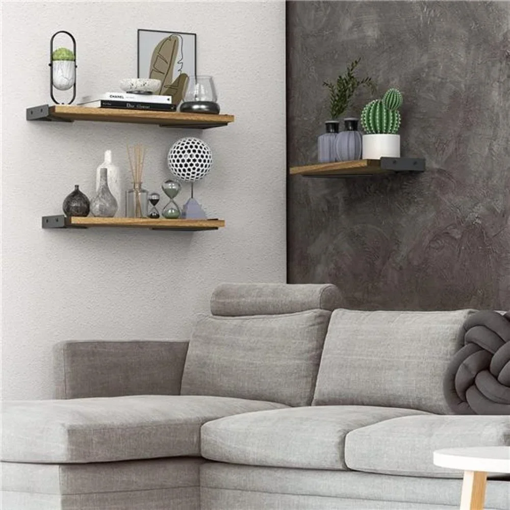 Floating Wall Shelves- Set of 3- for Bedroom Decor Living Room Kitchen Storage